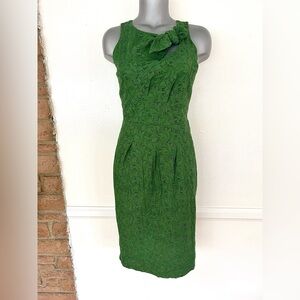 Tracy Reese Vintage Sheath Dress Green Cotton Eyelet Sz 6